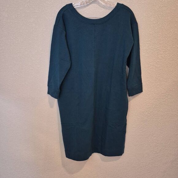 J. Jill Dress Sweatshirt Shift Criss Cross Back Size S Turquoise - Picture 1 of 8